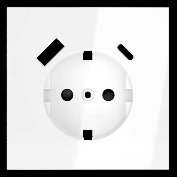 Накладка для розетки с заземлением и защитными шторками с USB A+C S70 (белый глянцевый) Voltum VLS001001