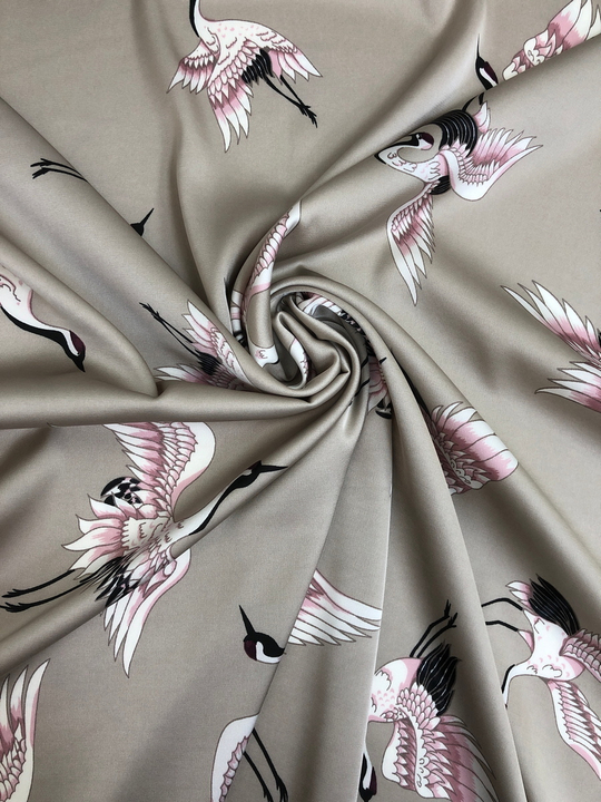 Плательная принт, журавль на бежевом BAVARIA DF