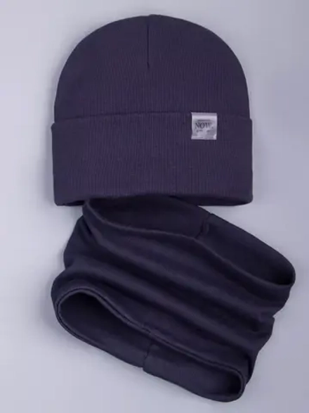 Шапка трикотажная и снуд для детей на осень