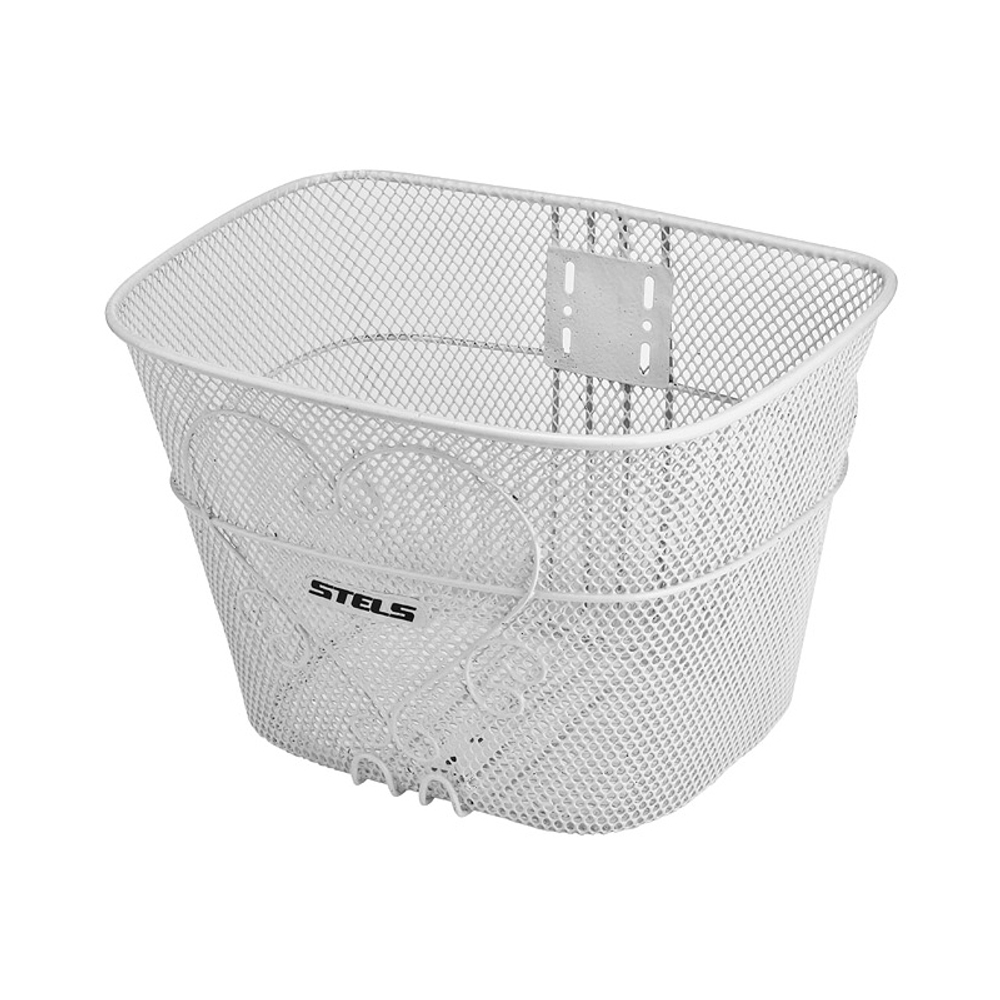 Велокорзина JL-073 передняя для дорожных велосипедов 28", стальная, белая, крепление за ось втулок, арт. 270055