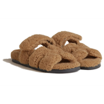 Hermes Chypre suede comfortable casual one-word slippers women's brown, H222196Z 1J