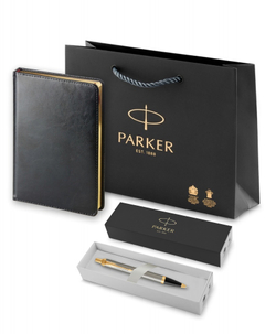 Подарочный набор: Ежедневник недатированный и Шариковая ручка Parker IM Metal, цвет: Brushed Metal GT