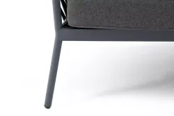 "Диего" диван 2-местный плетеный из роупа, каркас алюминий темно-серый (RAL7024) муар, роуп темно-серый круглый, ткань темно-серая 027