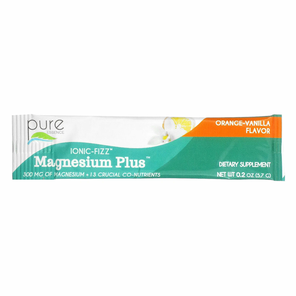 Pure Essence, Ionic-Fizz, Magnesium Plus, апельсин и ваниль, 30 пакетиков по 5,7 г (0,2 унции)