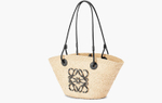 Сумка Loewe Anagram Iraca Palm and Calfskin Leather Small Basket Bag "Natural Black"