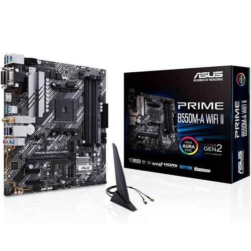 Материнская плата ASUS PRIME B550M-A WIFI II (AM4/AMD B550/4xDDR4/PCI-Ex16/PCI-Ex1/M.2/SB/GLAN/Wi-Fi/BT/DVI/HDMI/mATX)
