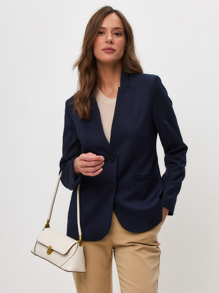 Жакет приталенный с воротником стойка