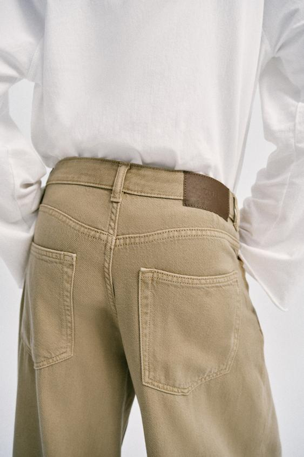 ZARA ДЖИНСЫ Z1975 WIDE LEG С ВЫСОКОЙ ПОСАДКОЙ И ЗАЩИПАМИ, ПЕСОЧНЫЙ