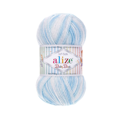 Беби бест батик (Baby best batik) пряжа Alize 10% бамбук 90%акрил 5х100г/240м 6669 белый-голубой