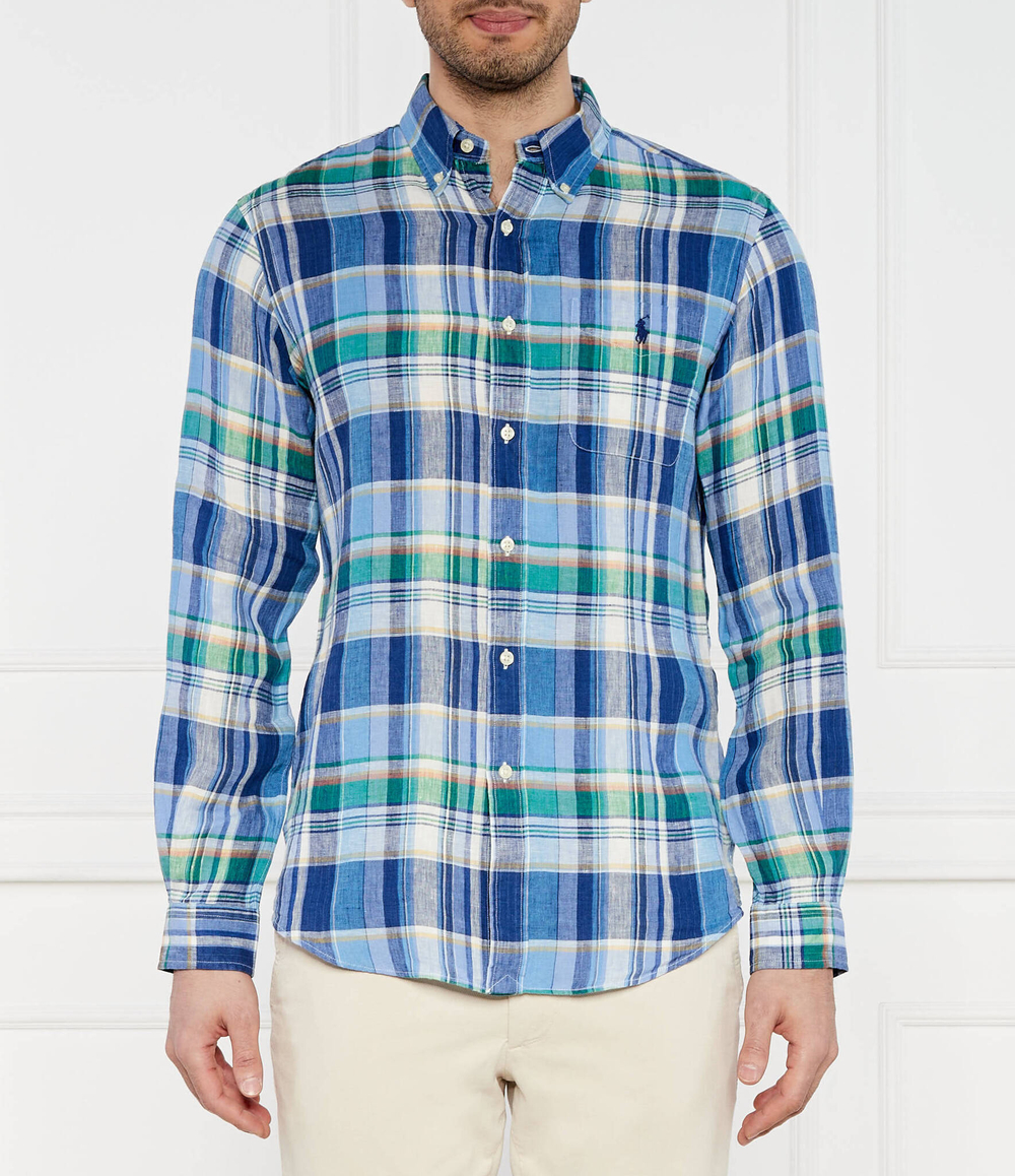 Льняная рубашка POLO RALPH LAUREN - голубой(710938002)