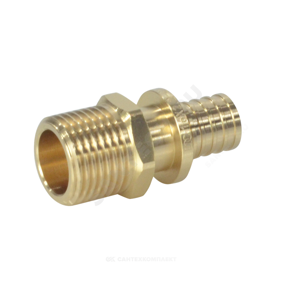 Муфта для PE-X труб аксиальная латунь Дн 16х1/2" НР РОС
