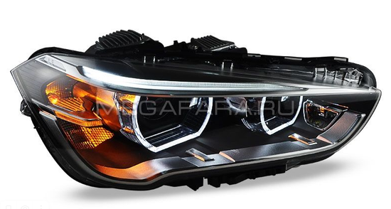 Передние светодиодные фары БМВ Х1 (F48) V6 type [Комплект Л+П;би LED; ДВЕ ЛИНЗЫ в каждой фаре]