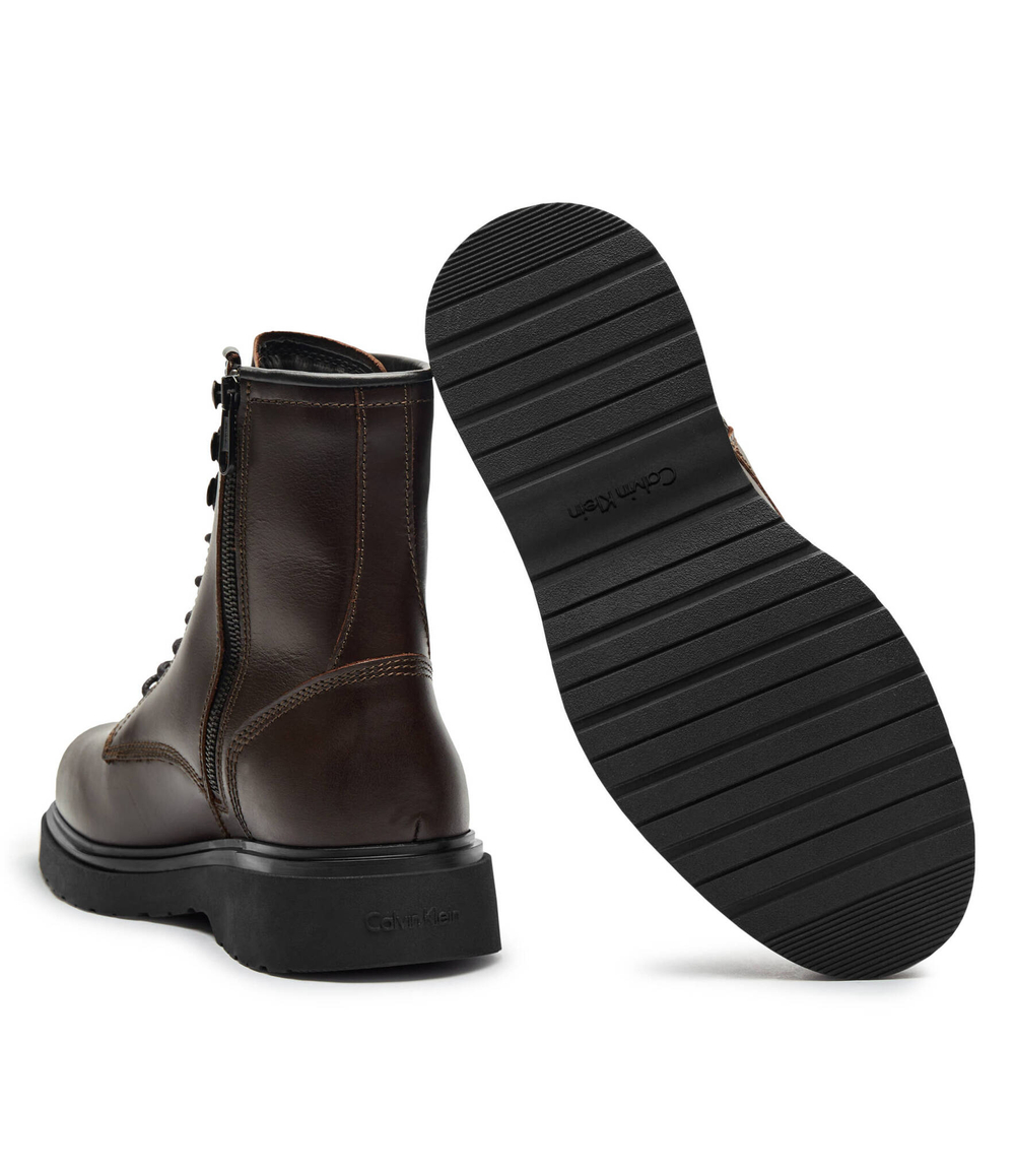 Кожаные высокие сапоги Calvin Klein - коричневый(HM0HM01575)