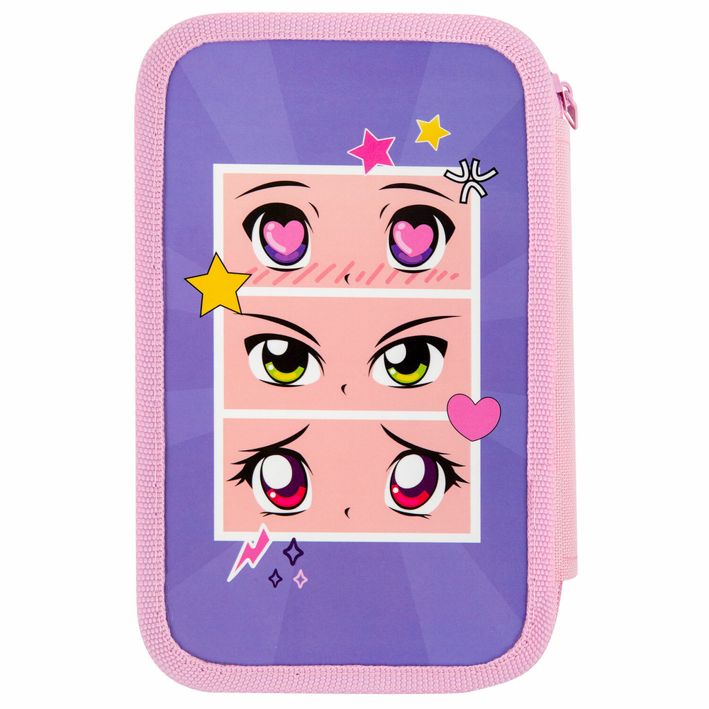 Пенал ПИФАГОР, 3 отделения, ламинированный картон, 19х11 см, "Anime eyes", 272251