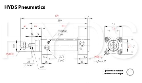 C96SDB80-125C Пневмоцилиндр