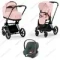 Детская коляска Cybex Priam IV 3 в 1 Peach Pink шасси Matt Black автокресло Aton B i-Size