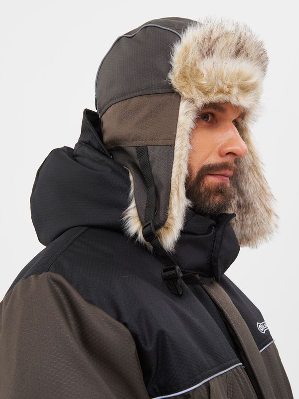 Шапка ушанка зимняя Полюс ткань Cell цвет Хаки