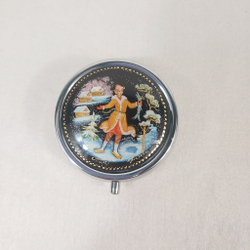 Таблетница с ручной росписью Палех "По-щучьему веленью"