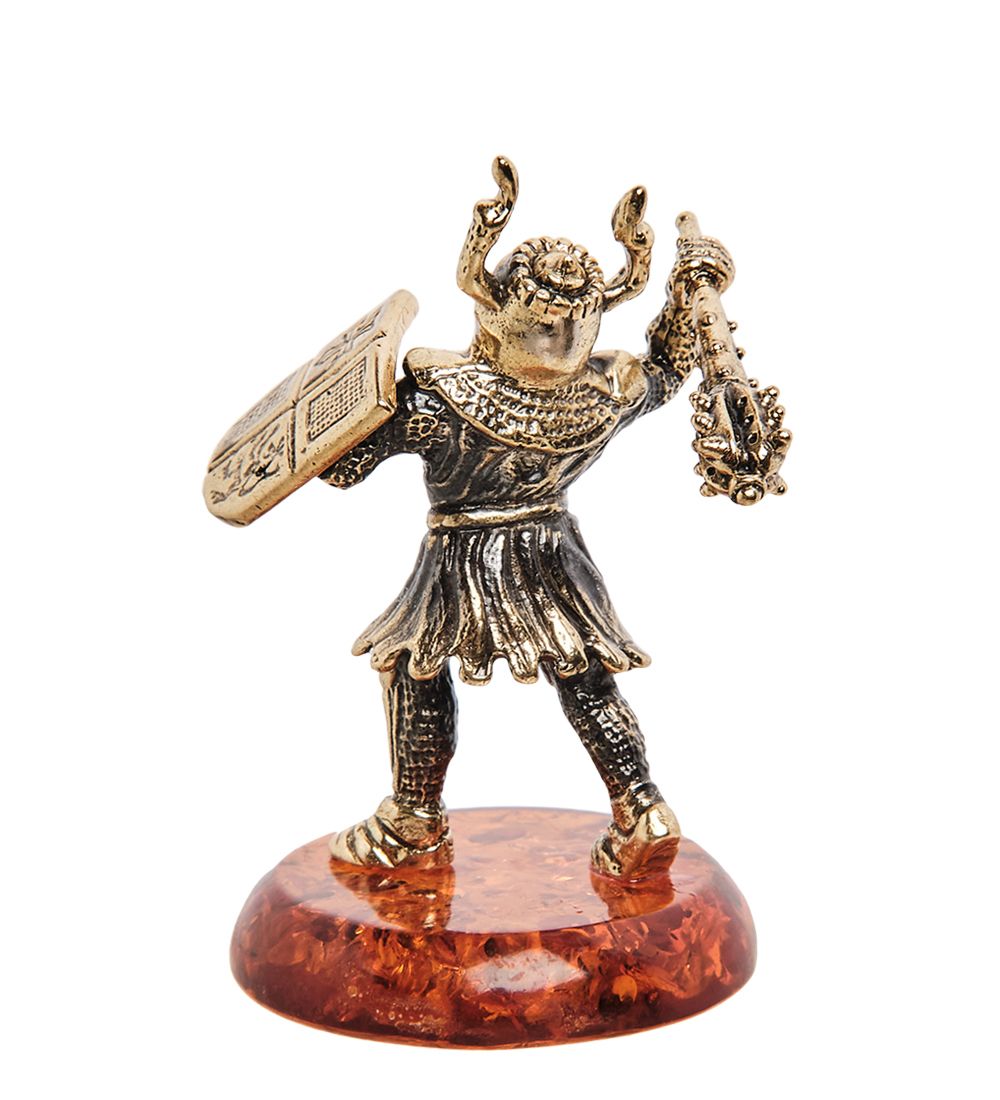 Народные промыслы AM-1391 Фигурка «Рыцарь с булавой» (латунь, янтарь)