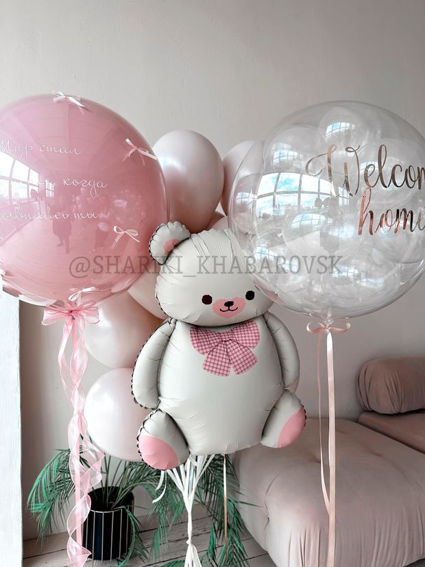 Воздушные шары на выписку для девочки №8093