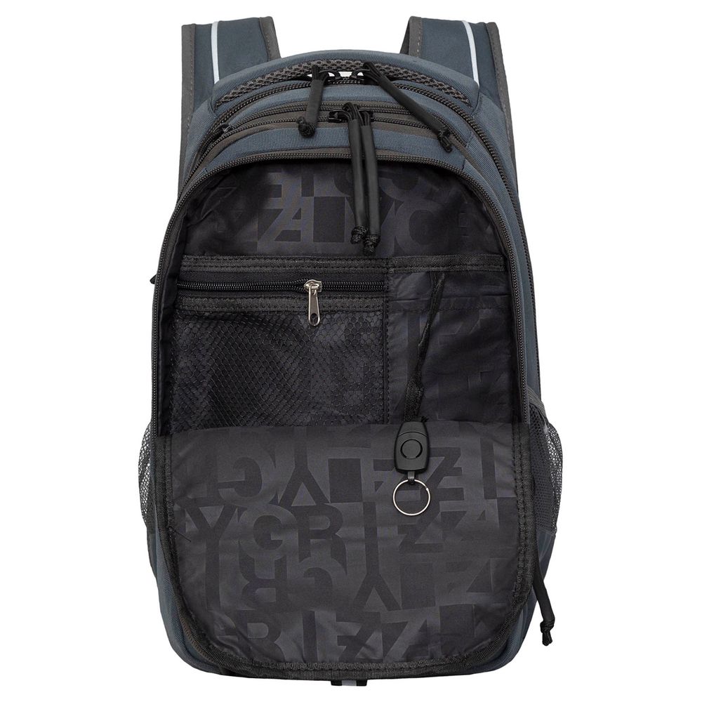 Рюкзак Grizzly, 31*42*22см, 3 отделения, 4 кармана, анатомическая спинка, серый-желтый