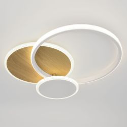 Светильник потолочный светодиодный ЭРА Модерн City CLL-1-60-RC WH+Wood с ДУ 3K-6,5K белый-золото