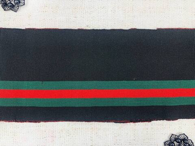 Подвязы трикотажные, ш. 14 см, L 123 см, чёрный с зелёным/красным