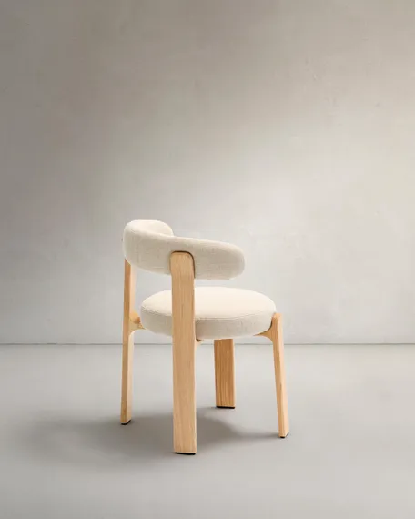 Стул Granite на 4 ножках, бежевый шенилл, массив ясеня в натуральном цвете