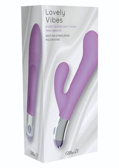 Фиолетовый вибратор Lovely Vibes G-spot Twin - 20 см. (Цвет: фиолетовый)