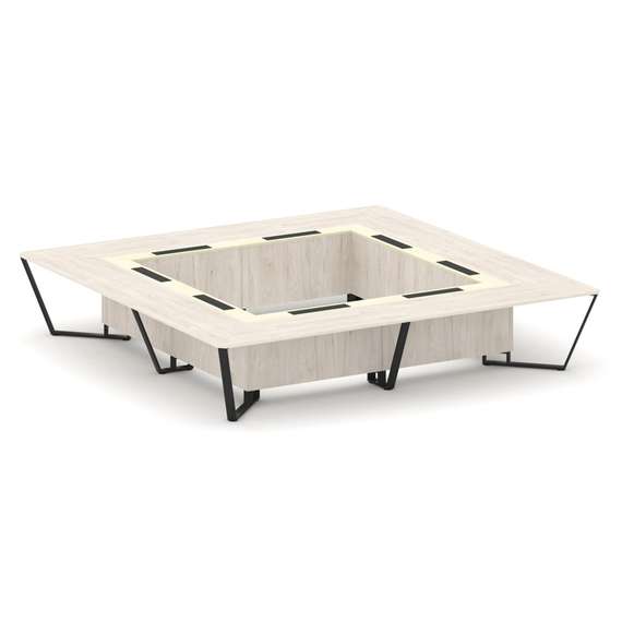 Steel Meet Стол переговорный квадратный KMK-PR.B.SP-20K2 Денвер Светлый/Ваниль Глянец/Металл Черный