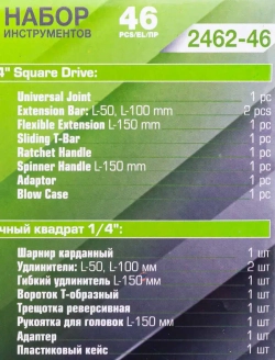 Набор инструмента 46пр. 1/4''(6-гран.)(4-14мм) ForsLine FL-2462-46