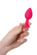 Анальная втулка розовая с прозрачным кристаллом 7,3 см