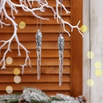 Подвеска «Морозная сосулька» 10 см (набор 2 шт), Серебро