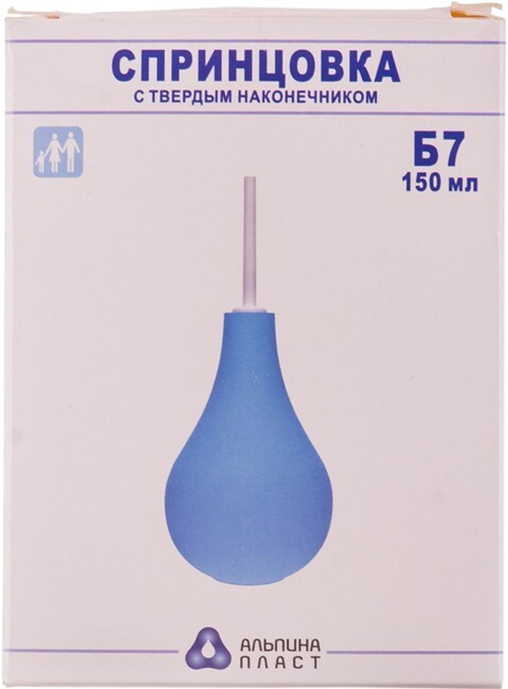 Анальный душ с жестким наконечником Б7 150 мл (Цвет: синий с белый)