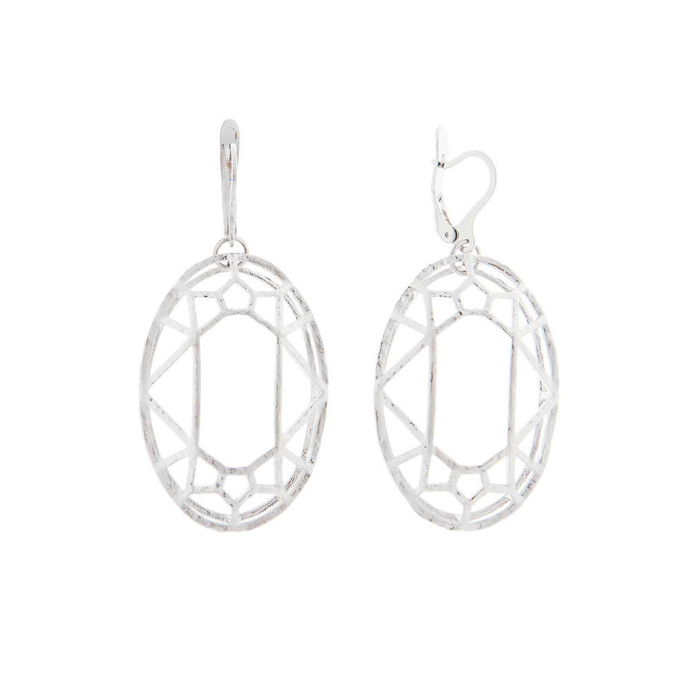 "Метте" серьги в родиевом покрытии из коллекции "Кристалл" от Jenavi  с английским замком