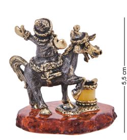 Народные промыслы AM-4213 Фигурка «Лошадь с дедулей» (латунь, янтарь)