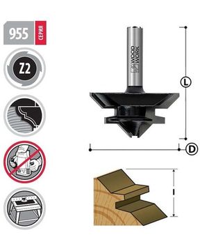 Фреза для углового соединения 44.5х21х53 мм, S=8 мм WOODWORK 955.4421.08