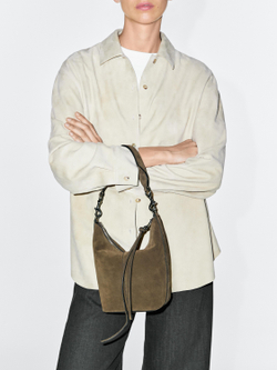 Massimo Dutti Сумка-мешокиз натуральной замши, хаки