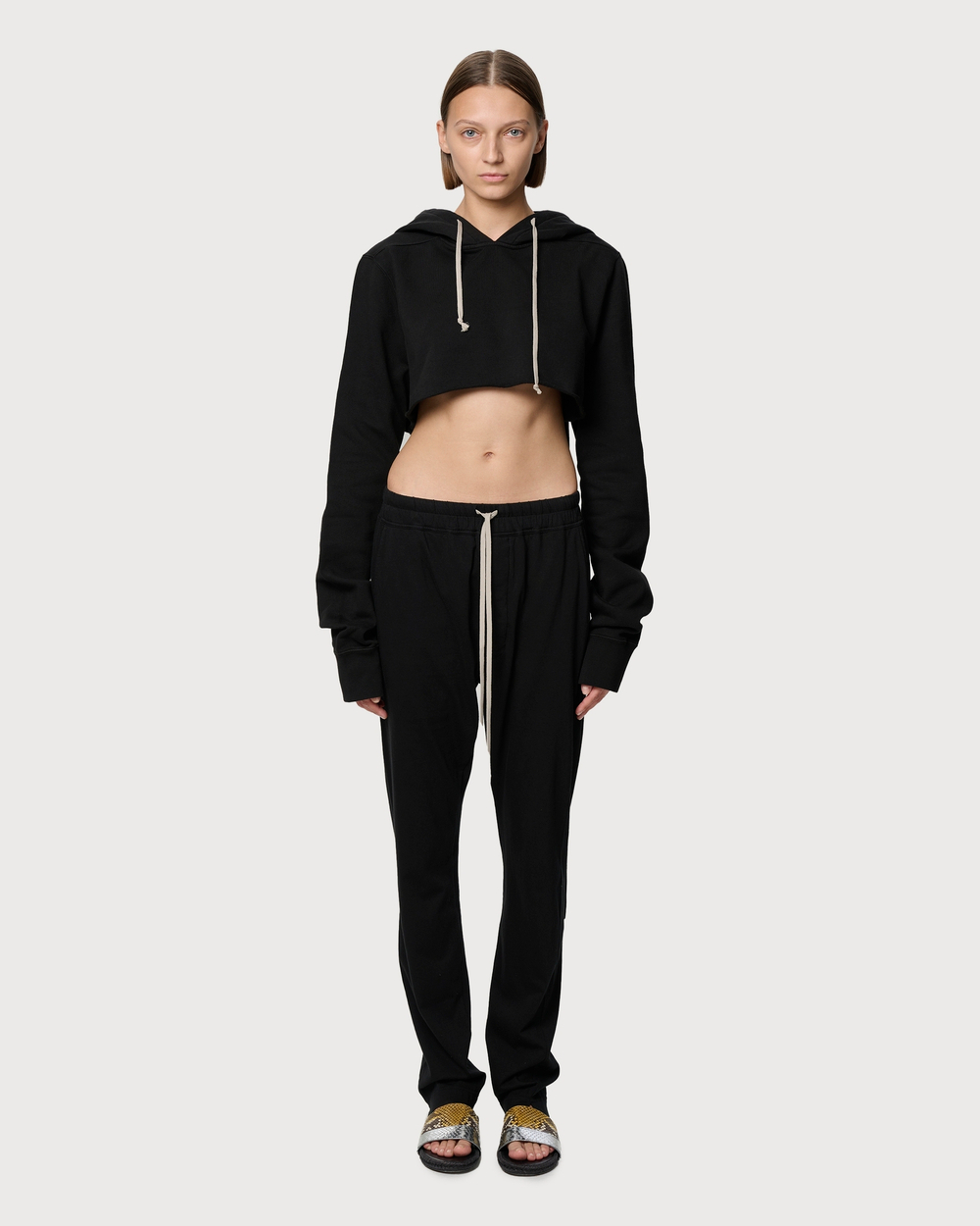 RICK OWENS DRKSHDW ХУДИ ЧЕРНАЯ ЖЕНСКАЯ УКОРОЧЕННАЯ