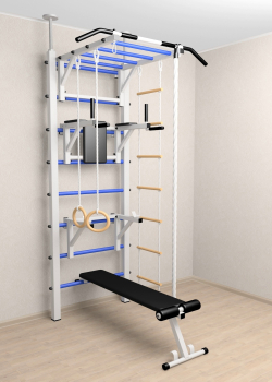 Шведская стенка Sv Sport враспор (Турник рукоход/Брусья/Стойка/Скамья/Канат/Кольца/Лестница)