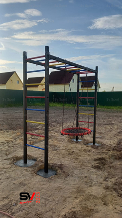 Монтаж уличной шведской стенки Sv Sport Рукоход (4 вертикальных столба)