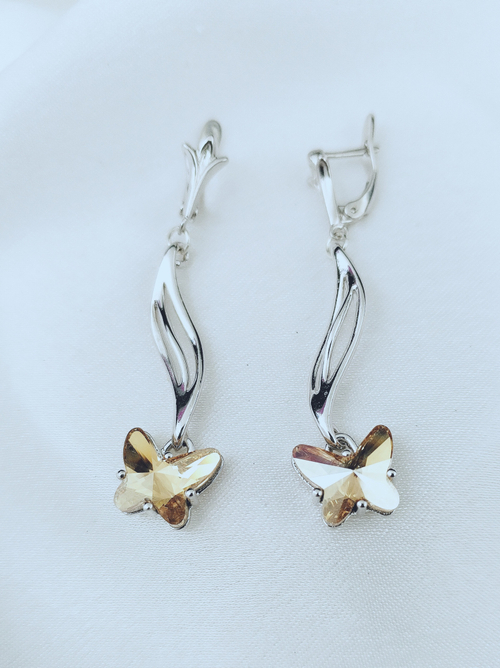 "Рамболь" серьги в родиевом покрытии из коллекции "Ах! Лето..." от Jenavi с английским замком