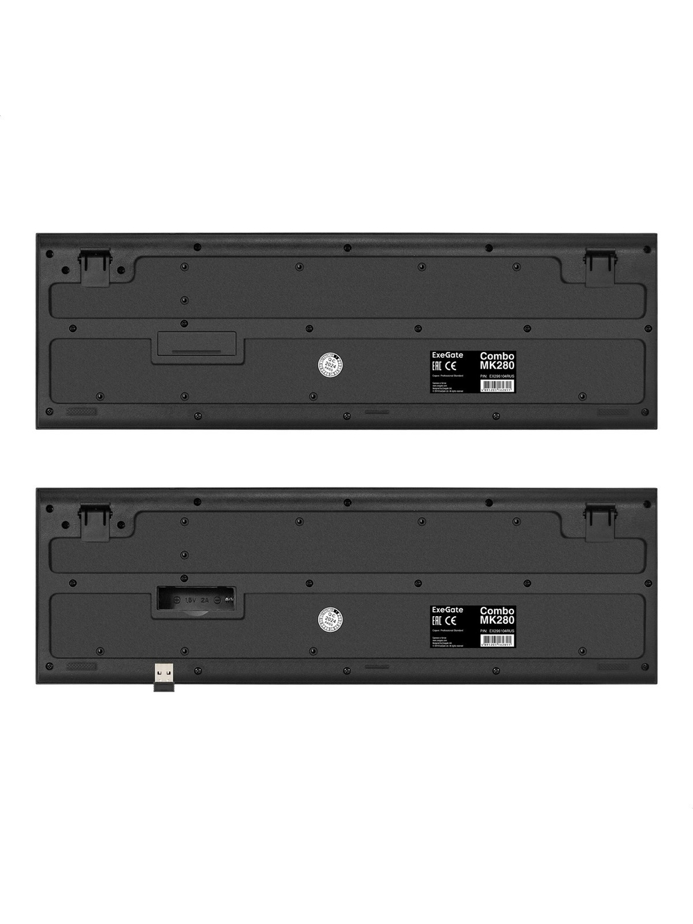 Exegate EX298905RUS Комплект беспроводной ExeGate Professional Standard Combo MK200 (клавиатура полноразмерная влагозащищенная 104кл. + мышь оптическая 1200dpi, 3 кнопки и колесо прокрутки; USB, радио