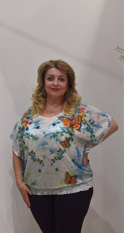 Оригинальный летний блузон с бабочками, на резинке