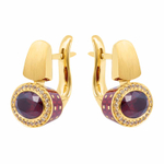 Серьги с Гранатами и Желтыми Сапфирами, Эмаль, E0177-72/8