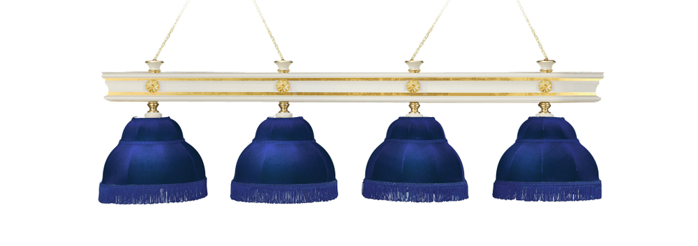 Лампа Моцарт 4пл. ясень (Blanco plumon,бархат зеленый,бахрома желтая,фурнитура золото)