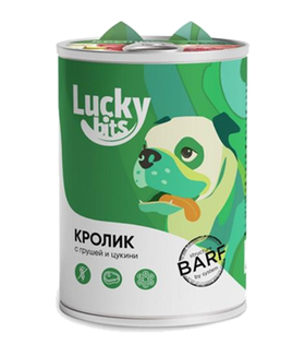 Lucky bits консервы для собак всех пород кролик с грушей и цукини 400гр.