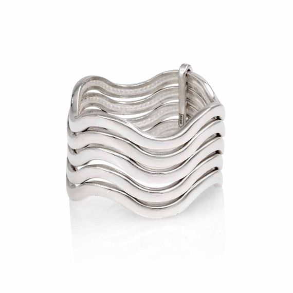 Кольцо Волна из серебра 925 пробы, фото 2