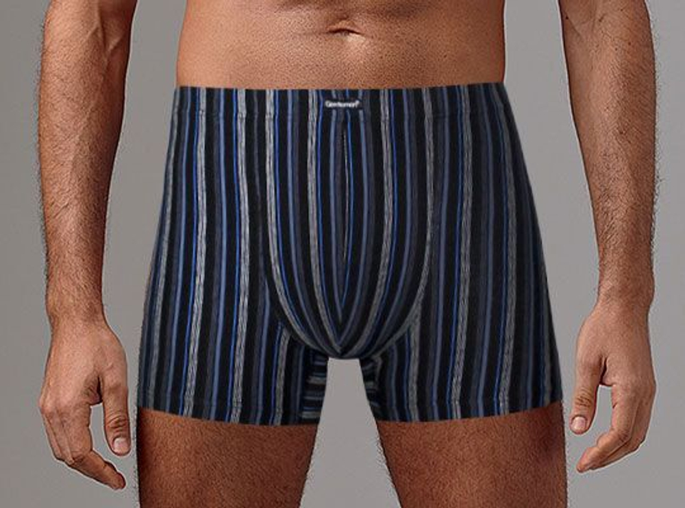 Мужские трусы-боксеры в цветную вертикальную полоску (Размер: L) (Цвет: черный с желтым)