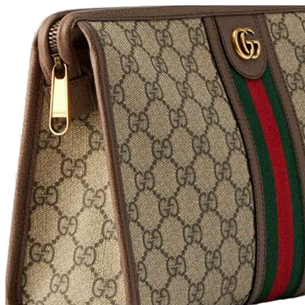 GUCCI Ophidia Zipped Pouch Beige/Ebony